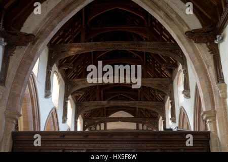 The wooden roof in St. Peter`s Church, Wolferton, Norfolk, England, UK Stock Photo